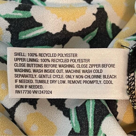 Diane Von Furstenberg Black Yellow Bold Floral BabyDoll Chic Dress NWT Size 14 - Picture 10 of 13